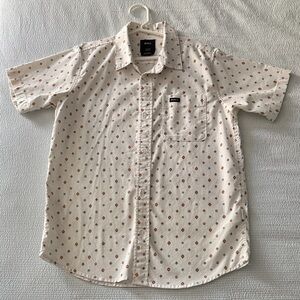 RVCA Men's Beige Shirt with Red Dots